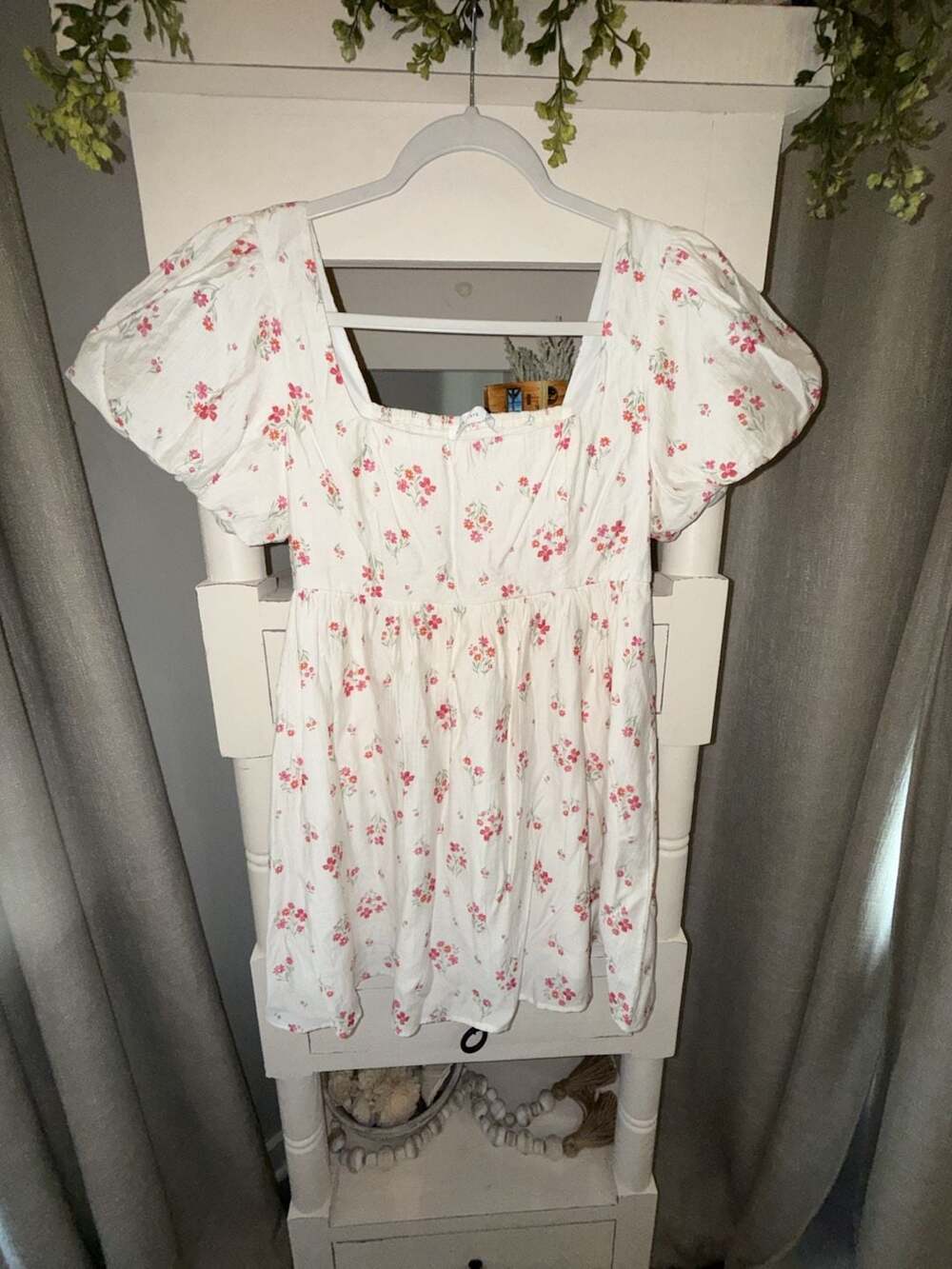 New Altar’d State Floral Square Neck Puff Sleeve Mini Dress